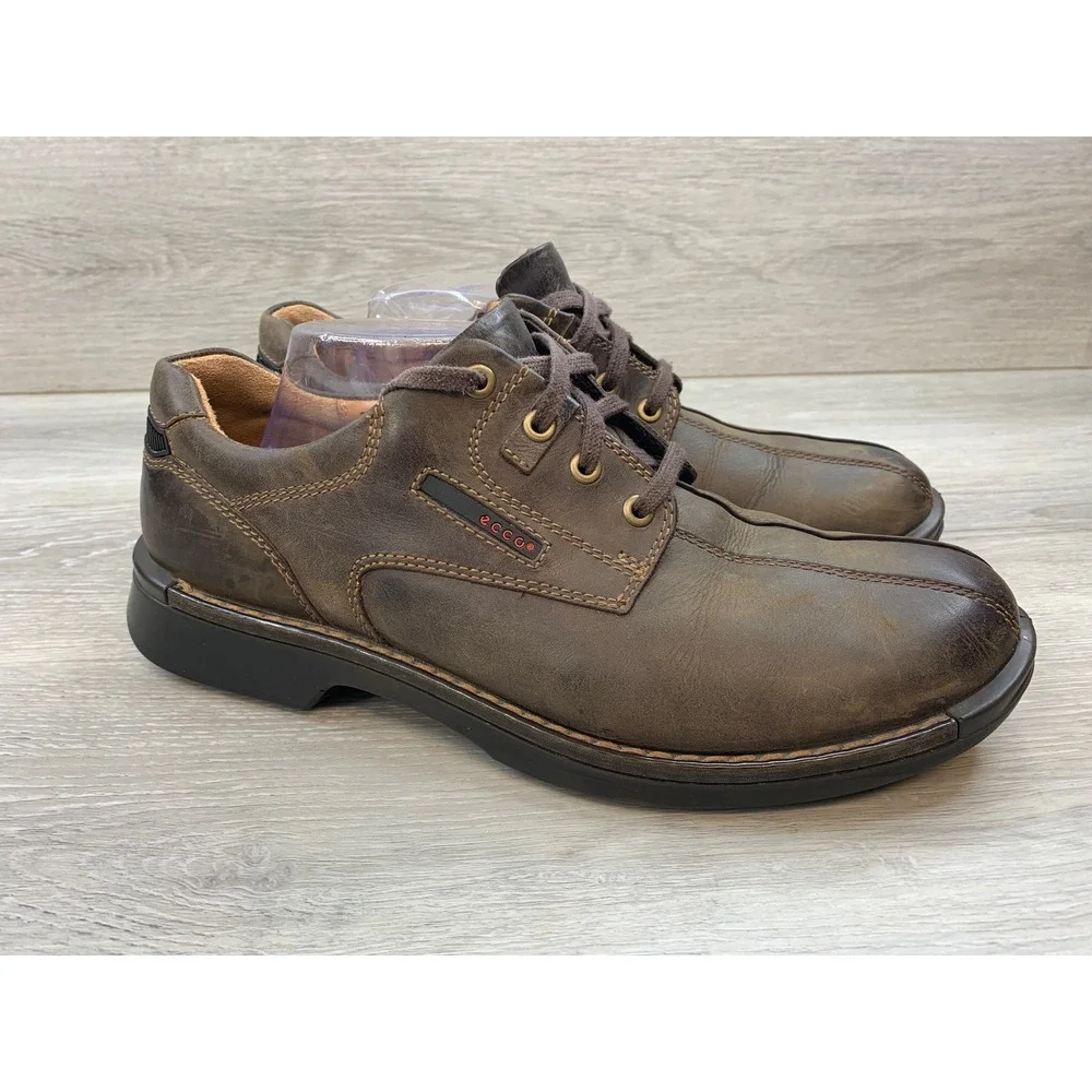 ECCO Shock Point Mens Brown‎ Leather Split Toe Oxford Shoes Size 44 US 10-10.5